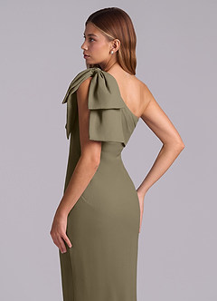 Azazie Yuanna Bridesmaid Dresses Willow Green Mermaid One Shoulder Chiffon Dress image8