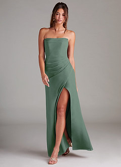 Azazie Leonis Bridesmaid Dresses Eucalyptus Sheath Strapless Chiffon Convertible Dress image7
