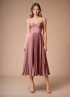Léna Light Pink Pleated Midi Dress image3