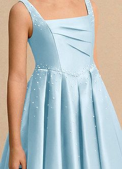 Azazie Jello Junior Formal Flower Girl Dresses Sky Blue Ball-Gown Pleated Matte Satin Dress image5