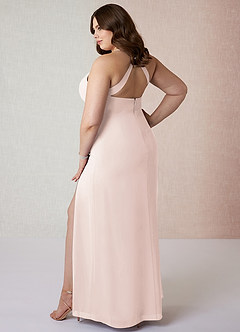 Azazie Manila Final Sale Rose Petal Sheath V-Neck Chiffon Dress image10