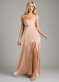 Azazie Sarella Bridesmaid Dresses English Rose A-Line Pleated Stretch Satin Dress image6