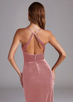 Azazie Becca Bridesmaid Dresses Dusty Rose Sheath Velvet Dress image5