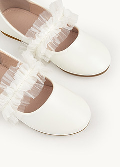 front Ruffle Strap Girl's Flat Shoes