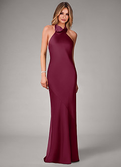 Azazie Velli Bridesmaid Dresses Mulberry Mermaid Stretch Satin Dress image4