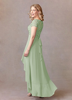 Azazie Mamie Mère de la mariée Robes Robe Trapèze en Mousseline de soie Dentelle Vert Sauge image3