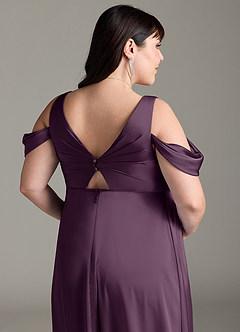 Azazie Rhea Maternity Bridesmaid Dresses A-Line Off-The-Shouler Pleated Stretch Satin Floor-Length Dress image13