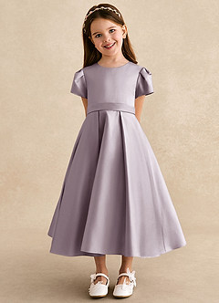 Azazie Princess Flower Girl Dresses Dusk A-Line Pleated Matte Satin Dress image6