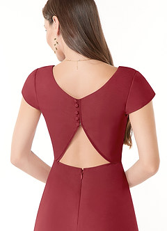 Azazie Hainsly Bridesmaid Dresses Pomegranate A-Line Sweetheart Neckline Chiffon Dress image6