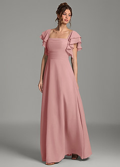Azazie Dacia Bridesmaid Dresses Dusty Rose A-Line Ruched Chiffon Dress image4