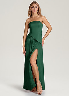 Azazie Tierney Abiti da Damigella Abito Convertibile A-Line in Chiffon Senza Cinturino Verde Scuro image6
