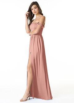 Azazie Morana Final Sale Rosette A-Line Off the Shoulder Stretch Satin Convertible Dress image4