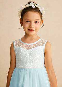 Azazie Tay Flower Girl Dresses Sea Glass A-Line Sequins Tulle Dress image7