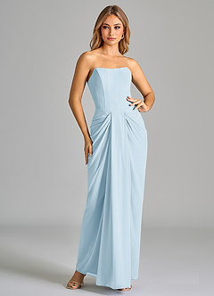Azazie Anaïs Bridesmaid Dresses Sky Blue Sheath Strapless Chiffon Dress image3