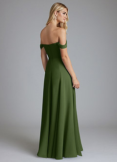 Azazie Seriana Brudtärnklänningar Klä av A-Linje i Chiffong Av axeln Oliv image2