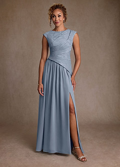 Azazie Kalleen Mother of the Bride Dresses Dusty Blue A-Line Pleated Chiffon Dress image5