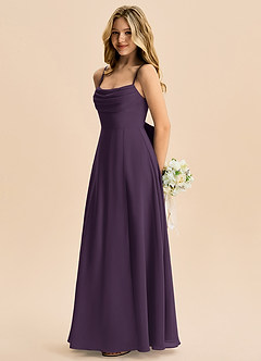 Azazie Bear Junior Plum A-Line Pleated Chiffon Dress image5