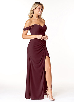 Azazie Tessa Bridesmaid Dresses Cabernet Sheath Sweetheart Off-The-Shoulder Mesh Convertible Dress image3