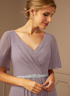 Azazie Tricia Mother of the Bride Dresses Dusk A-Line V-Neck Pleated Chiffon Dress image6