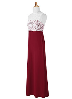 Azazie Rana Junior Robe Trapèze en Mousseline de soie Dentelle Bourgogne image7
