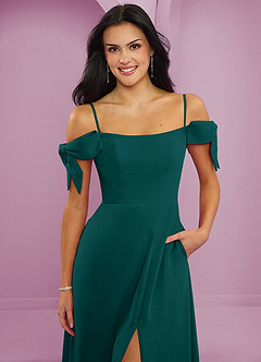 Barbie ♥ Azazie Bridesmaid Dresses Peacock A-Line Off the Shoulder Chiffon Convertible Dress image10