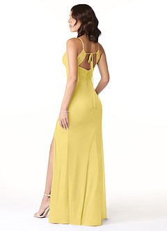 Azazie Reneya Brautjungfernkleider Meerjungfrau-Linie Schleifen Gittergewebe Kleid Kanarienvogel image4