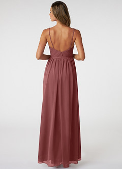 Azazie Zuma Final Sale Mulberry Flowy Sweetheart Neckline Chiffon Dress image2