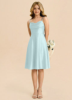 Azazie Bear Junior Sea Glass A-Line Sweetheart Neckline Stretch Satin Dress image5