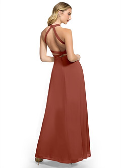 Azazie Clarice Bridesmaid Dresses Auburn A-Line Halter Chiffon Dress image4