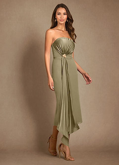 Azazie Dinanta Mother of the Bride Dresses Moss Green Column Pleated Chiffon Dress image7