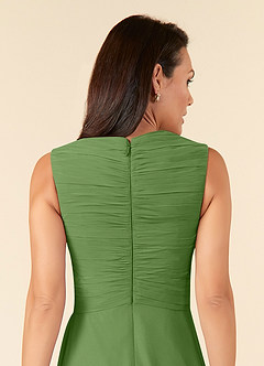 Azazie Theron Mère de la mariée Robes Robe Trapèze en Mousseline de soie Col V plissé Basilic image5