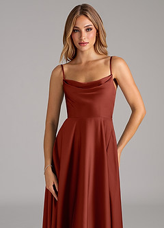 Azazie Elle Brautjungfernkleider A-Linie Plissee Stretch-Satin Kleid Terrakotta image2