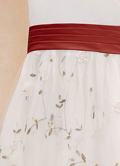 Azazie Pollie Flower Girl Dresses Ivory Terracotta A-Line Bow Tulle Dress image14