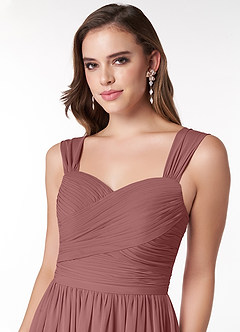 Azazie Zapheira Bridesmaid Dresses Desert Rose A-Line Ruched Chiffon Dress image5