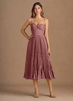 Annie Light Pink Pleated Midi Dress image7