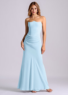 Azazie Debby Bridesmaid Dresses Sky Blue Mermaid Strapless Chiffon Dress image1