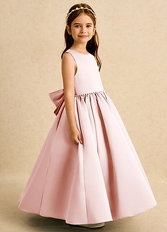 Azazie Daisies Jurken voor bloemenmeisjes Baljurk Jurk van Mat Satijn Boog Blozend Roze image6