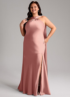 Azazie Kinsley Brautjungfernkleider Meerjungfrau-Linie Seitliche Cut-Outs Stretch-Satin Kleid Rosettenrosa image11