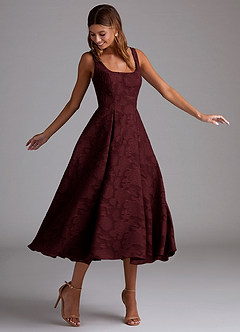 Amalie Wine A-line Midi Dress image3