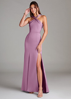 Azazie Rue Bridesmaid Dresses Wisteria A-Line Pleated Stretch Satin Dress image1