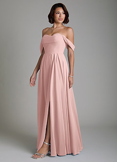 Azazie Loisa Robes de demoiselle d'honneur Robe Trapèze Convertible en Mousseline de soie Corset Rose Poudré image7