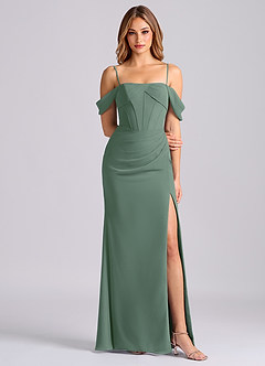 Azazie Joanne Final Sale Black Mermaid Off the Shoulder Chiffon Dress image5
