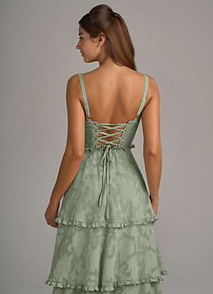 Azazie Romie Bridesmaid Dresses Agave A-Line Corset Floral Burnout Dress image6
