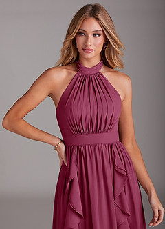 Azazie Avary Bridesmaid Dresses Mulberry A-Line Pleated Chiffon Dress image6