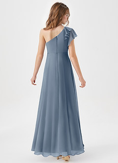 Azazie Arabella Junior Robe Trapèze en Mousseline de soie Rayé Violet Crépusculaire image6