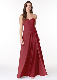 Azazie Arabella Allure Bridesmaid Dresses Pomegranate A-Line Sweetheart Neckline Chiffon Convertible Dress image4