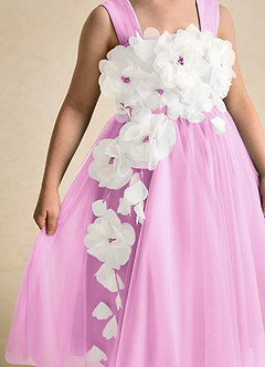 Azazie Dovey Flower Girl Dresses Candy Pink Ball-Gown Bow Tulle Dress image7