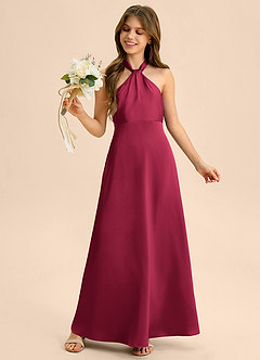 Azazie Beah Junior Klä av A-Line i Stretch Satin Plisserad image1