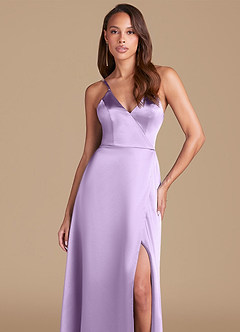 Azazie Maksim Brautjungfernkleider A-Linie Metallischer Satin Kleid Flieder image3