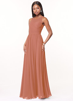 Azazie Nina Bridesmaid Dresses MAI TAI A-Line Pleated Chiffon Dress image4